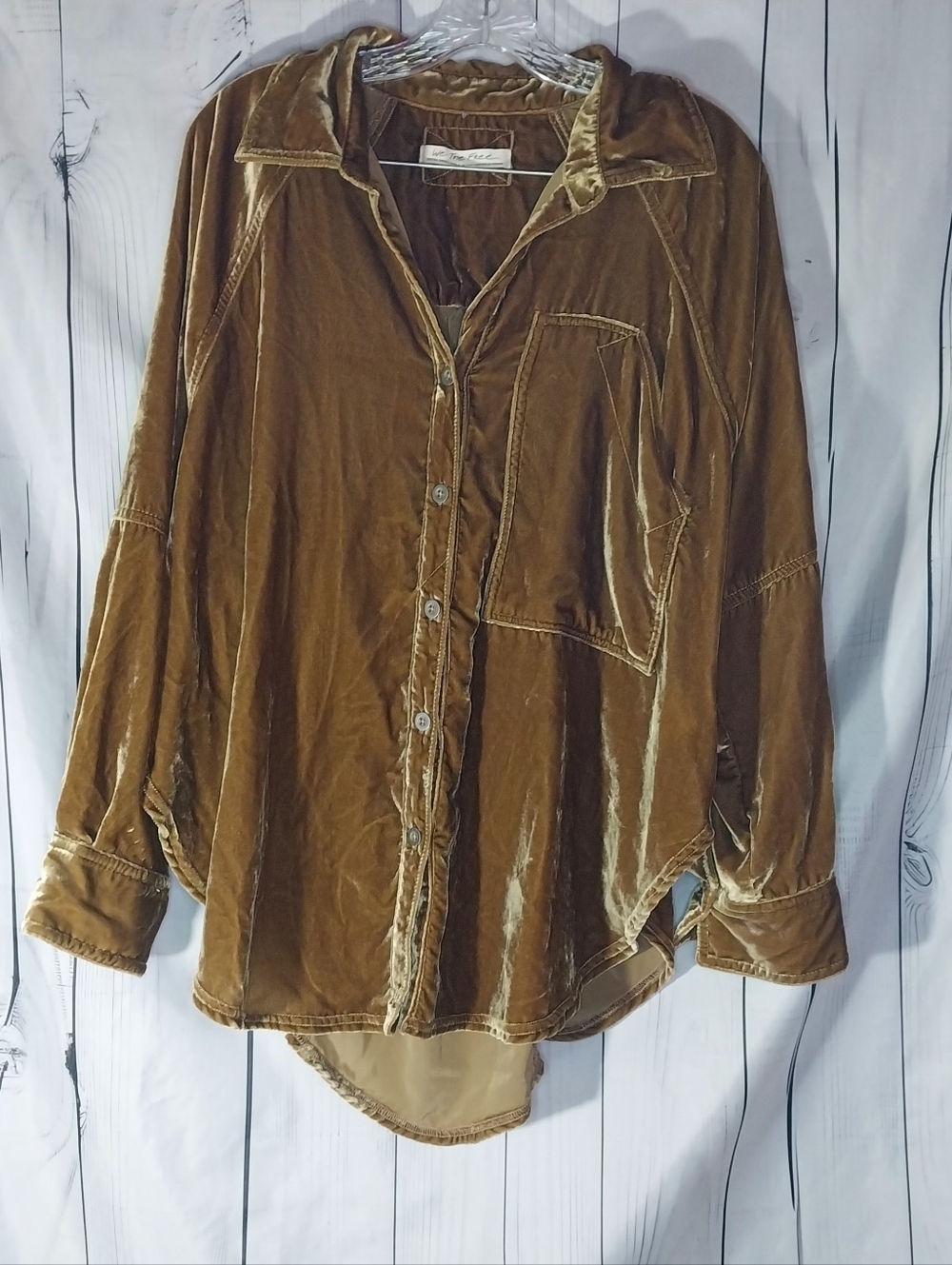 Free People We The Free Night Skies Velvet Boho Oversized Button-Up Top